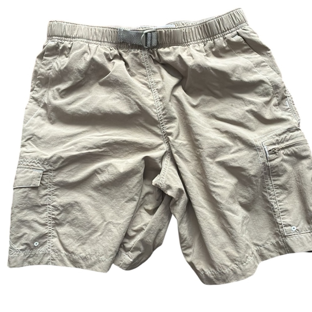 Columbia Men's Tan Mesh-Lined Packable Shorts/Swim Trunks Durable Fabric EUC